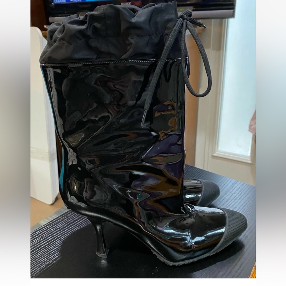 Miu Miu patent drawstring leather boots